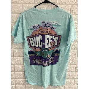 BUC-EES MENS SHIRT‎ SIZE MEDIUM AQUA BLUE SHORT SLEEVE IM TALKIN BOUT DATE NIGHT